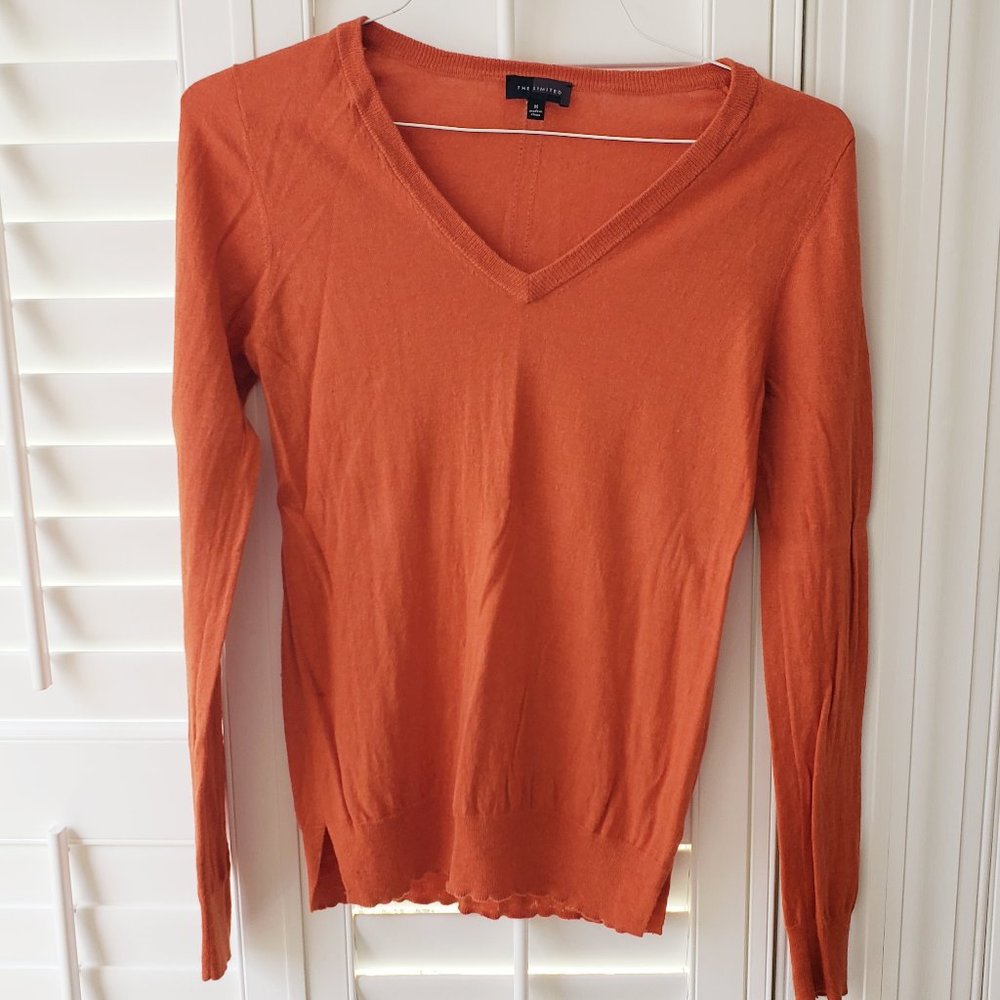 The Limited, Orange V-Neck Sweater